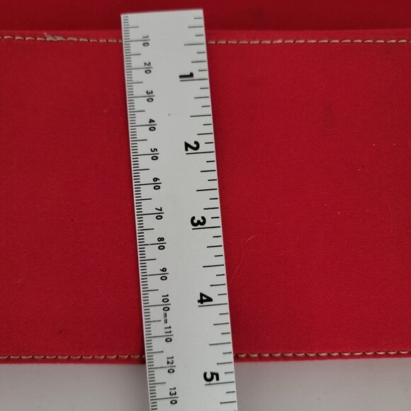 Charter Club Womens Shoulder Handbag Red Fabric Exterior Black & White Lining - Picture 9 of 12